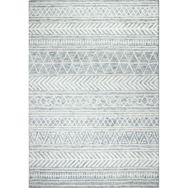 Foundry Select Shankle Geometric Handmade Tufted Wool Gray Area Rug